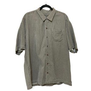 Tommy Bahama Mens Gray Silk Short Sleeve Button Down Shirt Size XL